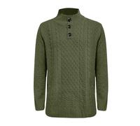 Suéter de cuello alto para hombre, suéter de un cuarto de botón, sudadera suave y cálida, suéter de punto, manga larga lisa, capa intermedia para otoño e invierno, verde, L