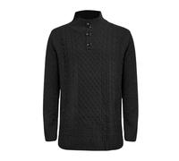 Suéter de cuello alto para hombre, suéter de un cuarto de botón, sudadera suave y cálida, suéter de punto, manga larga lisa, capa intermedia para otoño e invierno, Negro, XL