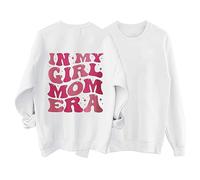 Suéter de Cuello con Estampado de Estrellas y Coloridas Fun IN MY Girl MOM para Mujer Sudaderas Cremallera Mujer Chaqueta Fina Mujer (White, XXL)