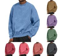 Suéter de cuello redondo para hombre y hombre, sin botones, con hombros caídos, ajuste holgado, manga larga, suave, casual, para uso de fin de semana, ajuste regular, ropa de trabajo, rosa, XXX-Large