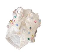 Suéter de encaje para perro, bordado de flores, abrigo de invierno cálido, ropa blanca clásica para mascotas, hermosa camisa para perro con botones abiertos (M, blanco)