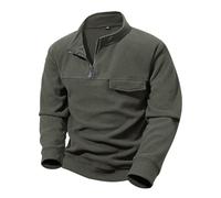 Suéter de forro polar para hombre, con media cremallera, casual, de manga larga, sudaderas deportivas de invierno, color sólido, sudadera cálida, cuello resistente al viento, sudadera atlética, verde