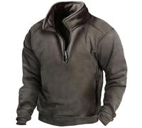 Suéter de forro polar para hombre de Softshell media cremallera cuello alto y relleno funcional ajuste normal elegante fitness para el ocio moda Tops senderismo casual camuflaje top al aire libre