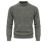 Suéter de gran tamaño para hombre, ajuste delgado, básico, cálido, de punto, cuello redondo, suéteres casuales de negocios, Ejercito Verde, L