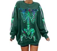 Suéter de Halloween para mujer, casual, ligero, manga larga, talla grande, para senderismo, bruja, cuello redondo, sudaderas de viaje, ropa deportiva para mujer, Verde4, M