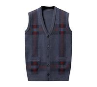Suéter de Hombre Invierno Casual Sin Mangas Cálido Básico Clásico Elegante Trabajo de Moda Camisetas Térmica Chaleco con Cuello en V Tejida Camiseta Top College Comfort Sweater Oficina Vintage, gris