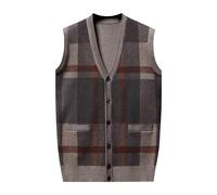 Suéter de Hombre Invierno Casual Sin Mangas Chaleco con Cuello en V Tejida Camiseta Top Clásico College Comfort Sweater Oficina Vintage Chaleco Cómodo para Actividades al Aire Libre, verde caqui, L