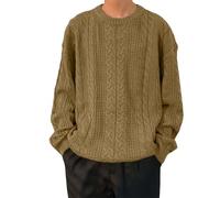 Suéter de hombre Slim Fit Vintage cómodo estilo universitario con capucha retro simple elástico casual elegante cómodo suave cálido invierno de punto jacquard cuello alto Jersey, amarillo, XL