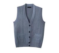 Suéter de Invierno Casual Moda Sin Mangas Chaleco con Cuello en V Tejida Jersey Jersey Top Clásico College Comfort Cardigan Sweater Oficina Vintage Chaleco Cómodo, gris, XL