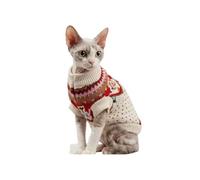 Suéter de invierno para gatos, suéter de punto suave con patrón chino tradicional, forro polar, ropa cálida para mascotas para gatos de interior, cuello mandarín con cierre de botón (C, XS)
