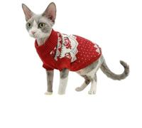 Suéter de invierno para gatos, suéter de punto suave con patrón chino tradicional, forro polar, ropa cálida para mascotas para gatos de interior, cuello mandarín con cierre de botón (D, XS)