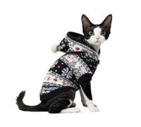 Suéter de invierno para gatos, suéter de punto suave con patrón chino tradicional, forro polar, ropa cálida para mascotas para gatos de interior, cuello mandarín con cierre de botón (B, XS)