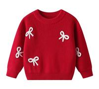 Suéter de invierno para niñas, ropa de punto bordada a mano, para bebé, niño pequeño, suéter suave y cálido, ropa informal, rojo, 9-12 meses