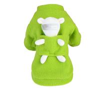 Suéter de invierno para perros cálidos y abrigados | Diseño de juguete de oso grueso para perros pequeños/gatos/cachorros | Ropa de lana cozy para clima frío (verde)