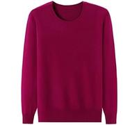 Suéter De Lana 100% Cachemira Base Plana Color Sólido Cuello Redondo Suéter De Cachemira Mujer Otoño E Invierno,Rosa Roja,L