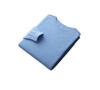 Suéter de lana con cuello redondo para hombre, manga larga, lana merino, informal, suéter inteligente, azul celeste, XL