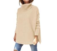 Suéter De Lana Mujer Elegante Camiseta Manga Larga Tallas Grandes Suéter Básico Cuello Alto Suéteres Pullover Clásico Jersey Casual Con Ajuste Top Curvy Camisetas Ligero Otoño Invierno, A., M