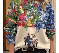 Suéter de larga con cuello universal para mujer, con estampado digital 2D, ropa de moda, gótico ultra HD de y flores, para outfits de estilo elegante casual - para todas