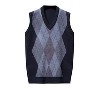 Suéter de los Hombres Jersey Jacquard Casual Cálido Básico Clásico Elegante Trabajo Camisetas Térmica Chaleco de Punto Top College Sweater Oficina Vintage Cómodo Primavera y Otoño, navy, M