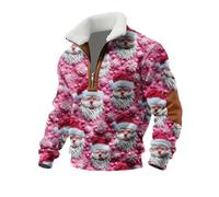 Suéter de manga larga con cremallera de un cuarto para hombre, divertido suéter de Navidad con forro polar, estampado de Papá Noel, cremallera de 1/4, suéter de Navidad 2025, suéteres de invierno, 3
