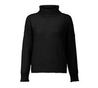 Suéter de manga larga mujer cuello alto térmico abrigo corto mujer elegante y elegante invierno cálido sudadera de punto sub gran tamaño casual suéter color sólido simple túnica, Negro , 5X-Large