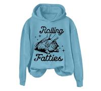 Suéter de manga larga para mujer, cuello redondo, ajuste regular, para otoño e invierno, estilo casual, para uso diario, vacaciones, calle, camisetas para mujer, Reino Unido, azul claro, 3XL