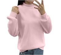 Suéter de manga larga para mujer, para otoño e invierno, casual, cuello redondo, ajuste regular, ligero, atlético, deportivo, táctico, para mujer, Reino Unido, rosa, 3XL