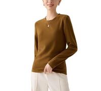 Suéter De Mujer 100% Lana Merino Sin Costuras, Cachemir De Lujo, Manga Larga, Cuello Redondo, Suave Y Cálido, Jersey De Primera Línea, Listo para Usar, Jersey Informal De Punto Sin Costuras, Mar