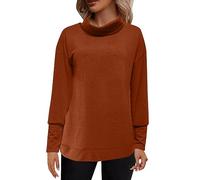 Suéter de mujer de invierno cálido elegante y elegante, corto suéter de cuello alto para mujer, cachemira, sudadera lisa de manga larga de gran tamaño, versátil suéter para casa diaria de otoño túnica