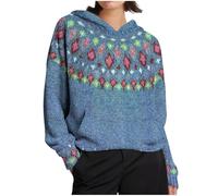 Suéter de mujer noruego invierno cálido elegante y elegante suéter sobre punto cuello redondo manga larga sudaderas patrón jacquard Tops gran tamaño casual de gran tamaño ropa mujer otoño invierno