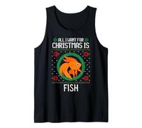 Suéter de Navidad Divertido All I Want For Christmas Is A Betta Fish Camiseta sin Mangas