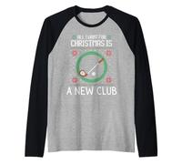 Suéter de Navidad Divertido All I Want For Christmas Is A Golf Club Camiseta Manga Raglan