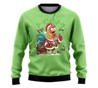 Suéter de Navidad F-CAW-F para hombre, divertido grito de pollo, suéter humorístico para hombre, cuello redondo, suéter de Navidad, casual, suelto, disfraz F-CAW-F, talla grande, verde, 3XL