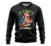 Suéter de Navidad F-CAW-F para hombre, divertido grito de pollo, suéter humorístico para hombre, cuello redondo, suéter de Navidad, casual, suelto, disfraz F-CAW-F, talla grande, Negro, 3XL