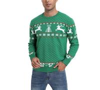 Suéter de Navidad Hombre Jersey Navideño Sudaderas Navideñas Clásico Sweaters Christmas Pullover Punto Manga Larga Cuello Redondo Otoño Invierno Verde*Hombre XL