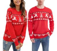 Suéter de Navidad Hombre Jersey Navideño Sudaderas Navideñas Clásico Sweaters Christmas Pullover Punto Manga Larga Cuello Redondo Otoño Invierno Rojo*Hombre XXXL