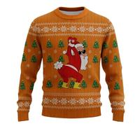 Suéter de Navidad iluminado para hombre, sudadera divertida con estampado de reno 3D, suéter con forro polar, cremallera de 1/4, suéter de manga larga, suéteres casuales sueltos, tops feos para