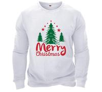 Suéter de Navidad para hombre, blusa informal, a la moda, holgada, con estampado 3D, cuello redondo, manga larga, para exteriores, vacaciones, 333, trajes de Navidad 222, blanco, L