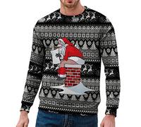 Suéter de Navidad para hombre, sudaderas con estampado de Papá Noel | Sudadera cálida y novedosa de Navidad para hombre, sudadera de manga larga con estampado de Papá Noel, ropa deportiva