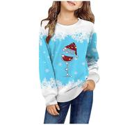 Suéter de Navidad para niña, divertido, sudadera navideña para niños, divertido suéter de Navidad con motivos navideños, cómodo traje de Navidad, adolescentes y niñas