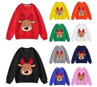 Suéter De Navidad Para Niño, Suéter De Navidad Para Niña De 1-14 Años, Sudadera Con Capucha Diseño Ampliado Con Patrón Festivo Árbol De Navidad Impreso Renos NavidadIdeal Para Un Estilo Casual Y