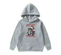 Suéter de Navidad para niños con capucha de forro polar con estampado lindo de mapache de Navidad informal para niños (Grey,13-14 años)