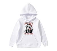 Suéter de Navidad para niños con capucha de forro polar con estampado lindo de mapache de Navidad informal para niños (White,11-12 años)