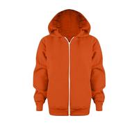 Suéter de Navidad para niños Ugly Christmas Jersey Sudadera Color sólido Zip Chaquetas con capucha larga Top Mangas Niñas Niños Niño Abrigo y chaqueta, naranja, 4-5 años