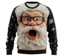 Suéter de Navidad unisex de Santa Claus Sorprendente, jersey festivo adulto, cómodo, multicolor, para hombre, sudadera, Navidad, 3D, impresión idee regalo, 01 negro., XXL