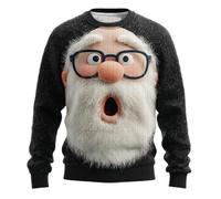 Suéter de Navidad unisex de Santa Claus Sorprendente, jersey festivo adulto, cómodo, multicolor, para hombre, sudadera, Navidad, 3D, impresión idee regalo, 03 negro., XXL