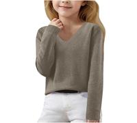Suéter de Otoño e Invierno para Niños y Niñas,a La Moda Color Sólido Cuello Redondo/V Jersey de Punto Básico Camiseta Elástica Casual Suave Cómodo Sueter Color Sólido Simple Versátil Sweater