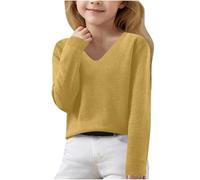 Suéter de Otoño e Invierno para Niños y Niñas,a La Moda Color Sólido Cuello Redondo/V Jersey de Punto Básico Camiseta Elástica Casual Suave Cómodo Sueter Color Sólido Simple Versátil Sweater