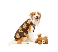 Suéter de perro con bonito patrón de oso para perros grandes, ropa de invierno para perros grandes, abrigo de forro polar cálido, chaleco para clima frío Pitbull (café, 4XL)