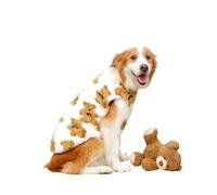 Suéter de perro con bonito patrón de oso para perros grandes, ropa de invierno para perros grandes, abrigo de forro polar cálido, chaleco para clima frío Pitbull (blanco, 4XL)